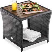 CASARIA® Beistelltisch Wetterfest Klein Holz Polyrattan Akazie 45x45x40cm 80kg Belastbarkeit Outdoor Tisch Gartentisch Balkontisch Gartenmöbel Grau von Casaria