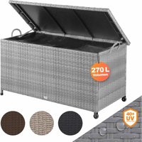 Casaria - Gartenbox Auflagenbox mit Rollen 270L Stauraum UV-beständig Handgriffe Gasdruckfeder Wetterfest 117x53cm Garten Balkon Aufbewahrungsbox Grau von Casaria