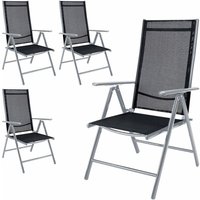 Casaria - Gartenstuhl 4er Set Klappbar Aluminium Wetterfest 8- Fach Verstellbar 120kg Belastbar Outdoor Balkon Camping Hochlehner Klappstuhl Stuhl von Casaria