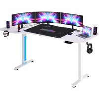 Casaria - Höhenverstellbarer Schreibtisch Elektrisch mit Mousepad L-Form 160x75cm lcd- Display 73-118cm Stahlgestell Büro Gaming Computer Tisch von Casaria