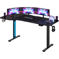 Höhenverstellbarer Schreibtisch Elektrisch mit Mousepad L-Form 160x75cm lcd- Display 73-118cm Stahlgestell Büro Gaming Computer Tisch Zubehör 160cm von Casaria