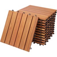 Holzfliesen FSC®-zertifiziertes Akazien- Eukalyptusholz 30x30cm Fliese Stecksystem Mosaik zuschneidbar Terrasse Balkon Sets 11x Eukalyptus - Casaria von Casaria