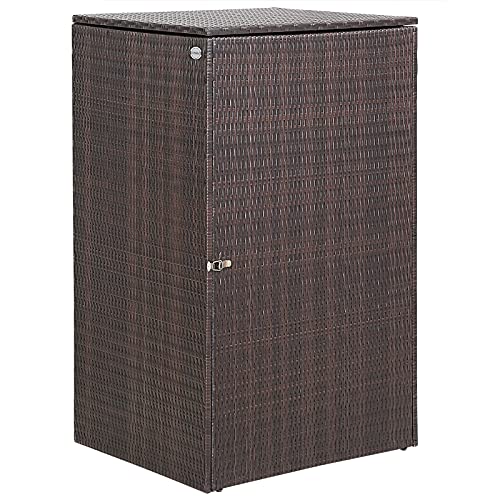 CASARIA® Mülltonnenbox mit Klappdeckel + Verschluss für 240 Liter Mülltonne 115x80x65cm Mülltonnenverkleidung Poly Rattan von Casaria