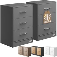 Nachttisch Eloise 3 Schubladen Kabelführung Wandbefestigung Boxspringbett Schlafzimmer Nachtschrank Nachtkonsole Nachtkommode Holz 54x39x28cm 2er Set von Casaria