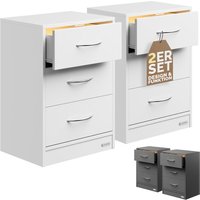 Nachttisch Eloise 3 Schubladen Kabelführung Wandbefestigung Boxspringbett Schlafzimmer Nachtschrank Nachtkonsole Nachtkommode Holz 54x39x28cm 2er Set von Casaria