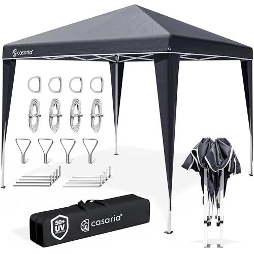 CASARIA® Pavillon Capri 3x3m Pop-Up UV-Schutz 50+ Wasserdicht Winterfest mit Tasche Faltbar Stabil Camping Garten Faltpavillon Partyzelt Anthrazit von Casaria