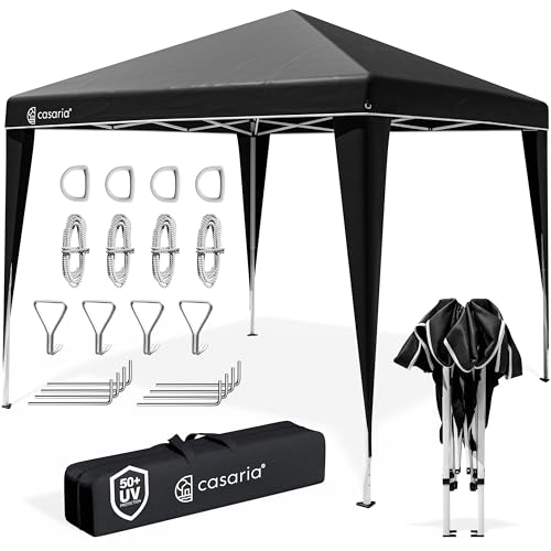 CASARIA® Pavillon Capri 3x3m Pop-Up UV-Schutz 50+ Wasserdicht Winterfest mit Tasche Faltbar Stabil Camping Garten Faltpavillon Partyzelt Schwarz von Casaria