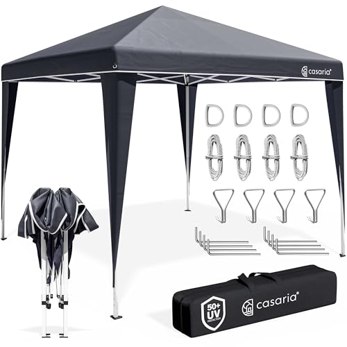 CASARIA® Pavillon Pop-Up 3x3m UV-Schutz 50+ Wasserdicht Winterfest mit Tasche Faltbar Stabil Camping Garten Faltpavillon Partyzelt Anthrazit von Casaria