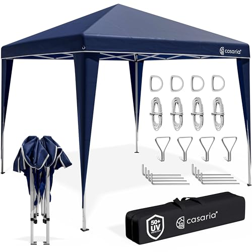 CASARIA® Pavillon Pop-Up 3x3m UV-Schutz 50+ Wasserdicht Winterfest mit Tasche Faltbar Stabil Camping Garten Faltpavillon Partyzelt Blau von Casaria