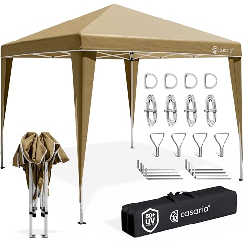CASARIA® Pavillon Pop-Up 3x3m UV-Schutz 50+ Wasserdicht Winterfest mit Tasche Faltbar Stabil Camping Garten Faltpavillon Partyzelt Creme von Casaria