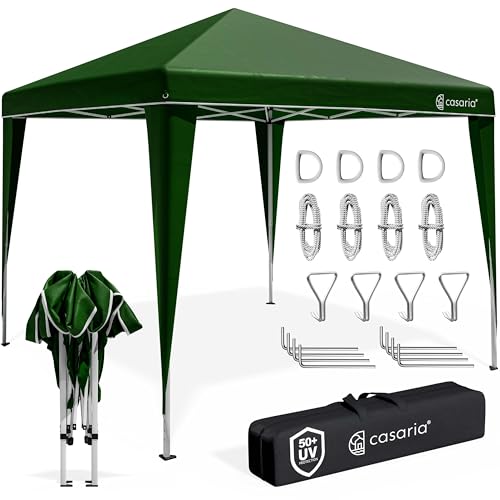 CASARIA® Pavillon Pop-Up 3x3m UV-Schutz 50+ Wasserdicht Winterfest mit Tasche Faltbar Stabil Camping Garten Faltpavillon Partyzelt Grün von Casaria