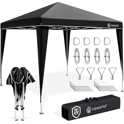 CASARIA® Pavillon Pop-Up 3x3m UV-Schutz 50+ Wasserdicht Winterfest mit Tasche Faltbar Stabil Camping Garten Faltpavillon Partyzelt Schwarz von Casaria