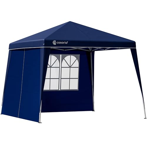 CASARIA® Pavillon Pop-Up 3x3m inkl. 2X Seitenteile Farbauswahl UV-Schutz 50+ inkl. Tasche wasserdicht faltbar Faltpavillon Zelt Festival Capri Blau von Casaria
