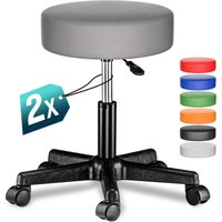 CASARIA® Rollhocker Höhenverstellbar 10cm Polsterung 46-60cm Sitzhöhe 360° drehbar Ø35cm rund Rollen Bürohocker Drehhocker Arbeitshocker Hocker 2er von Casaria