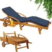 CASARIA® Sonnenliege Holz inkl. Auflage 320kg Belastbar Gartenliege 195x55cm Klappbar Räder Rückenlehne Verstellbar Ablage Akazie Balkon Garten von Casaria