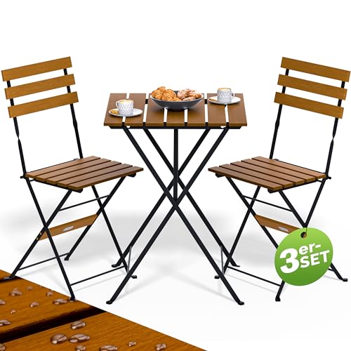 Casaria® Balkonmöbel Set 2 Personen Wetterfest FSC®-Zertifiziert 3-TLG Holz Vormontiert Klappbar 160kg Belastbar Akazie Balkon Garten Terrassenmöbel von Casaria