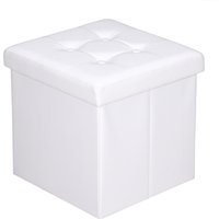 Casaria Faltbarer Sitzhocker mit Stauraum weiß 38x38x38 cm von Casaria