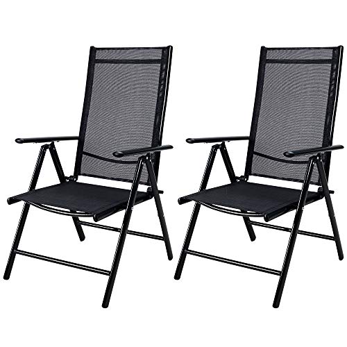 Casaria® Gartenstühle 2er Set Hochlehner Klappbar 8-Fach Verstellbar Camping Stuhl Aluminium Wetterfest Klappstuhl 120kg Belastbarkeit Garten Balkon von Casaria