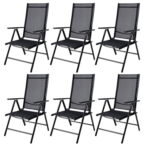 Casaria® Gartenstühle 6er Set Hochlehner Klappbar 8-Fach Verstellbar Camping Stuhl Aluminium Wetterfest Klappstuhl 120kg Belastbarkeit Garten Balkon von Casaria