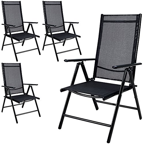 Casaria® Gartenstuhl 4er Set Klappbar Aluminium Wetterfest 8- Fach Verstellbar 120kg Belastbar Outdoor Balkon Camping Hochlehner Klappstuhl Stuhl Anthrazit von Casaria