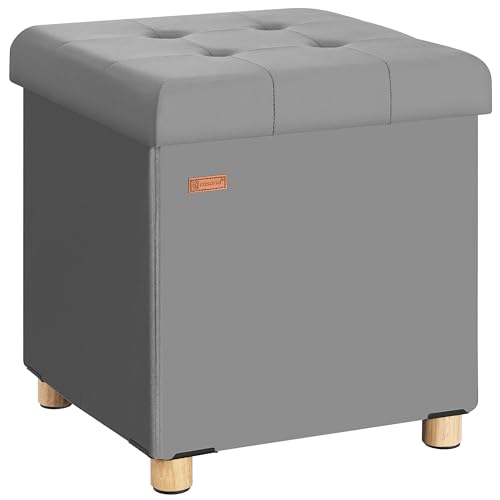 Casaria® Hocker mit Stauraum Samt Anthrazit Faltbar inkl. Füßen 38x38cm 300kg Belastbarkeit Wohnzimmer Schlafzimmer Flur Sitzhocker Fußhocker Polsterhocker von Casaria
