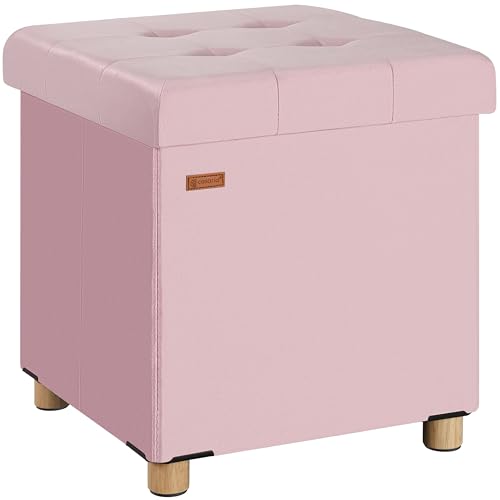 Casaria® Hocker mit Stauraum Samt Rosa Faltbar inkl. Füßen 38x38cm 300kg Belastbarkeit Wohnzimmer Schlafzimmer Flur Sitzhocker Fußhocker Polsterhocker von Casaria