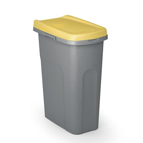 Casaria® Mülleimer Küche 25L mit Deckel Geruchsdicht Müllbeutelhalterung Kunststoff Abfalleimer 39x24cm Bad Papierkorb Büro Mülltrennsystem Gelb von Casaria