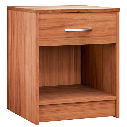 Casaria® Nachttisch Kirschholz 50x40x35cm mit Schublade Holz Modern 50cm Komforthöhe Boxspringbett Schlafzimmer Nachtschrank Nachtkästchen Nachtkommode von Casaria