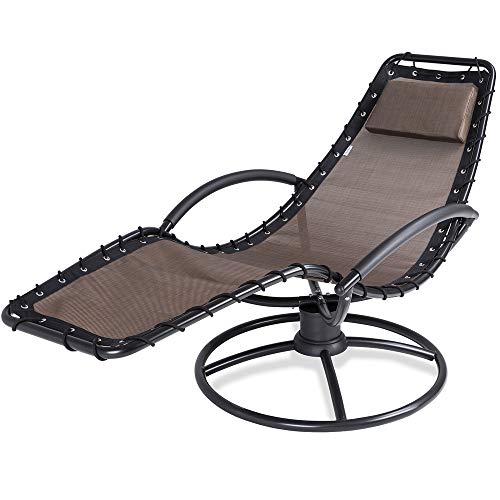 Casaria® Sonnenliege Eve Wetterfest mit Kissen Armlehnen Outdoor Indoor Gartenliege Liegestuhl Relaxliege Schwungliege Terrasse Wintergarten Mokka von Casaria