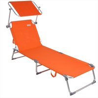 Casaria® Sonnenliege Ibiza Orange 190x59x29cm Alu Sonnendach von Casaria