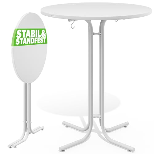 Casaria® Stehtisch Ø 80 cm Klappbar Rund Stabil Garten Hoch Holz pulverbeschichtet Metall Hochtisch Bistrotisch Partytisch Bartisch Biertisch Grau von Casaria