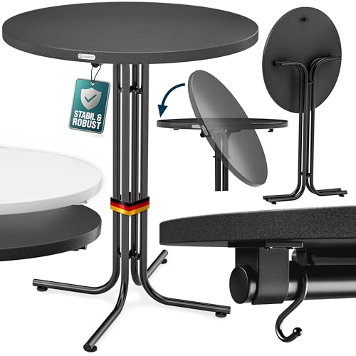 Casaria® Stehtisch Klappbar Outdoor Gastro Bistrotisch 2X Haken Ø 80 cm Rund Witterungsbeständig Grau Bartisch pulverbeschichtet Metall MDF von Casaria