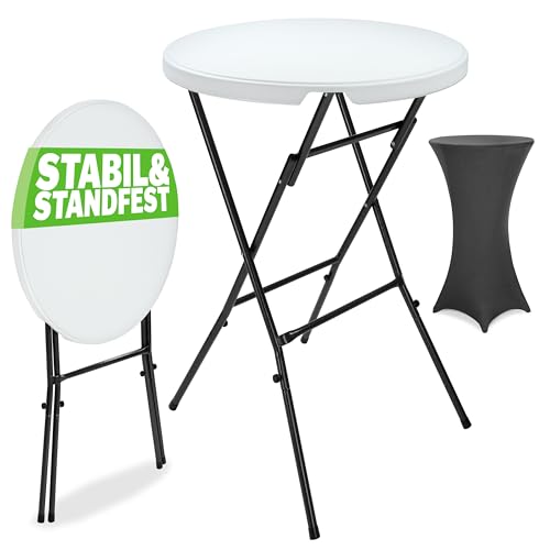 Casaria® Stehtisch mit Husse Anthrazit 72cm Set Klappbar Bistrotisch Rund 110cm Hoch Outdoor Klapptisch Wetterfest Garten Partytisch Bartisch Hochzeit von Casaria