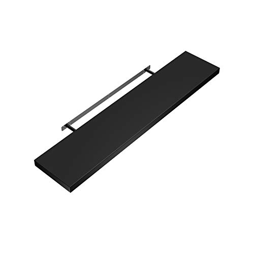 Casaria® Wandregal Holz Schwarz Hängeregal mit Halterung 15kg Tragkraft Küche Wohnzimmer Flur Schweberegal Bücherregal Regalbrett Schwebend Matt 50cm von Casaria