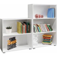 Casaria 2er Set Bücherregal Vela 3+2 Fächer Höhenverstellbare Böden 60cm Breit Holz Standregal Ordner Büro Regal Weiß von Casaria