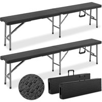 Casaria 2er set Gartenbank Polyrattan Malmö 180 x 43 x 25cm schwarz von Casaria