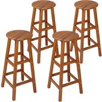 Barhocker 4er Set Akazie Holz 76cm Sitzhöhe Fußstütze 150kg Belastbarkeit Massiv Rund Rustikal Küche Bar Bistro Tresen Theke Stuhl Hocker Braun von Casaria