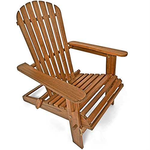 Casaria® Sonnenliege Holz Wetterfest Klappbar 160kg Belastbarkeit XXL Armlehnen Rückenlehne Garten Balkon Terrasse Holzstuhl Ergonomisch Adirondack von Casaria