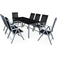 Casaria - Gartenmöbel Set 8 Stühle mit Tisch 190x90cm Aluminium Sicherheitsglas Wetterfest Klappbar Modern Terrasse Balkon Möbel Sitzgruppe Garnitur von Casaria