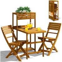 Balkon Set FSC®-zertifiziertes Akazienholz 2 Stühle Tisch Balkonset Klappbar Personen Regal Gartenmöbel Gartenset - Casaria von Casaria