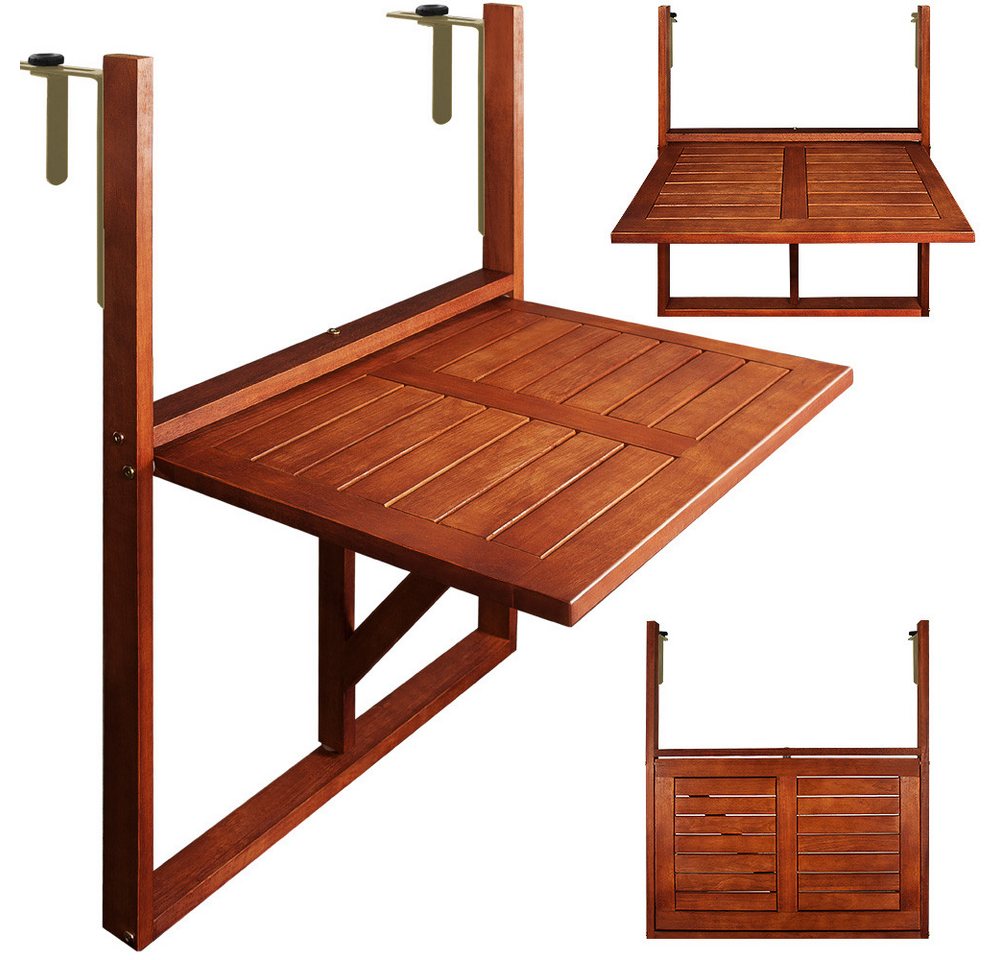 Casaria Balkonhängetisch Akazie (1-St), klappbar Holz FSC®-zertifiziert 40kg Belastbar Balkon Geländer Akazie von Casaria