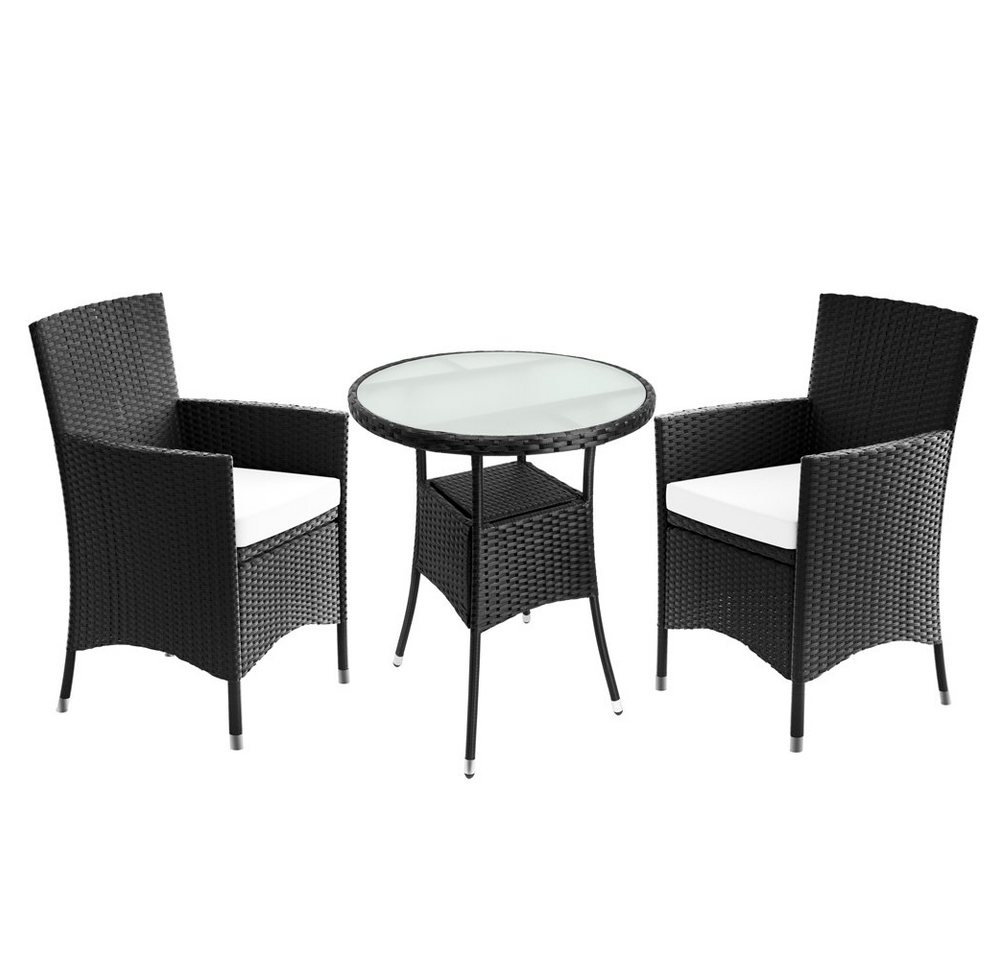 Casaria Balkonset, 3 teilig Stühle Stapelbar 7cm Auflagen 5mm Sicherheitsglas Wetterfest Casaria Balkonset, 3 teilig Stühle Stapelbar 7cm Auflagen 5mm Sicherheitsglas Wetterfest von Casaria