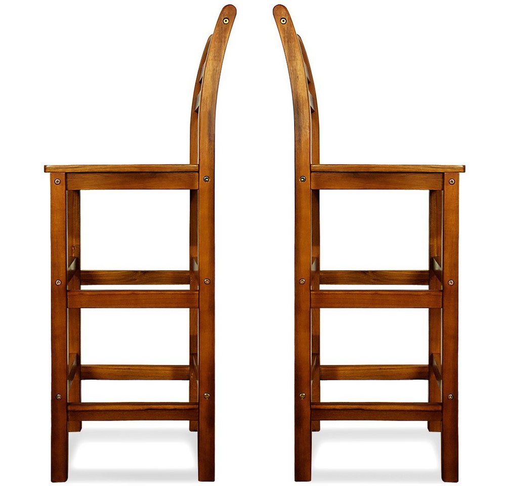 Casaria Barhocker, 2er Set mit Lehne Akazie Holz Massiv 75cm Sitzhöhe 110kg Belastbarkeit von Casaria