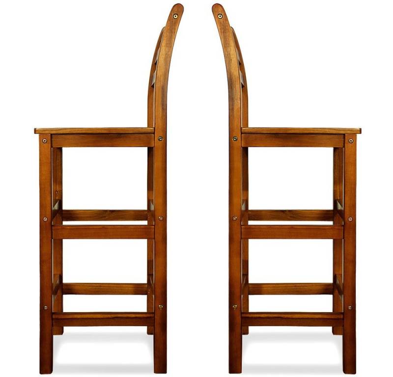 Casaria Barhocker, Holz Lehne Outdoor 75cm Sitzhöhe Akazie 150kg Belastbarkeit Fußstütze von Casaria