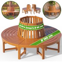 Baumbank Sitzbank Wetterfest Holz FSC®-zertifiziert 320kg Belastbarkeit Rückenlehne 360° Rundbank Garten Bank Baumbank Eukalyptus Ø160x60cm Braun von Casaria
