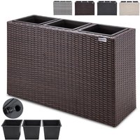 Casaria Blumenkasten Polyrattan 3er 83 x 60 x 30,5cm braun von Casaria