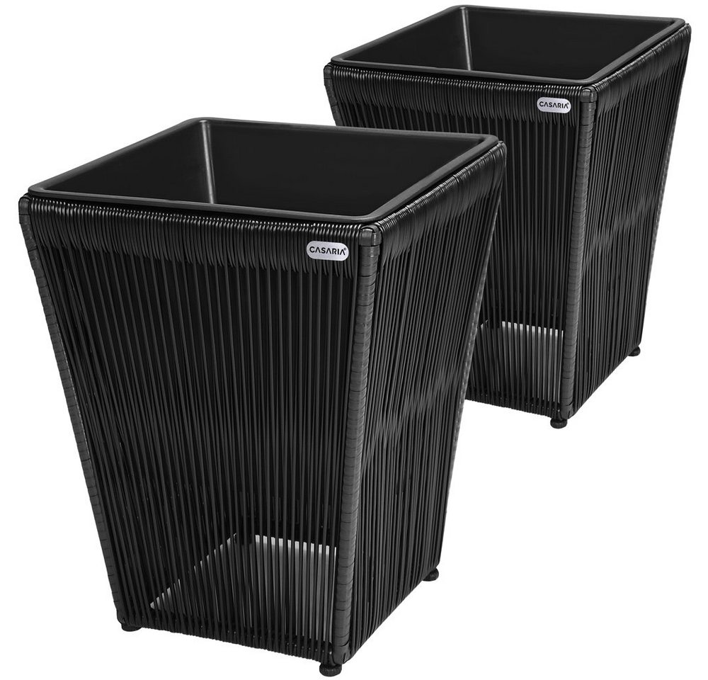 Casaria Blumentopf, 2er Set Blumentopf 40x36x36cm Eckig Wasserablauf Outdoor Blumenkasten von Casaria