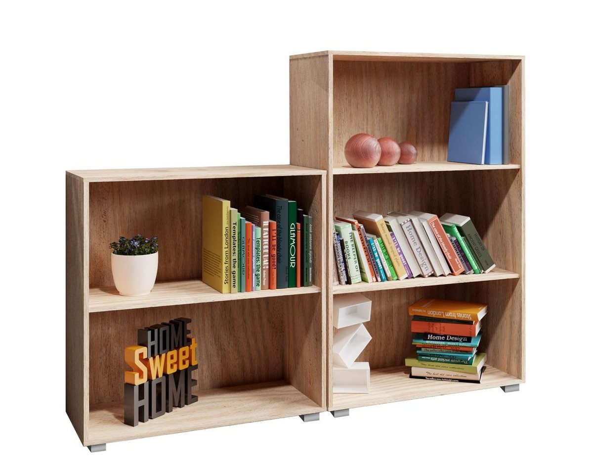 Casaria Bücherregal Vela, Eiche Holz 2+3 Fächer Set Kinder Standregal Küche Büroregal für Ordner Casaria Bücherregal Vela, Eiche Holz 2+3 Fächer Set Kinder Standregal Küche Büroregal für Ordner von Casaria