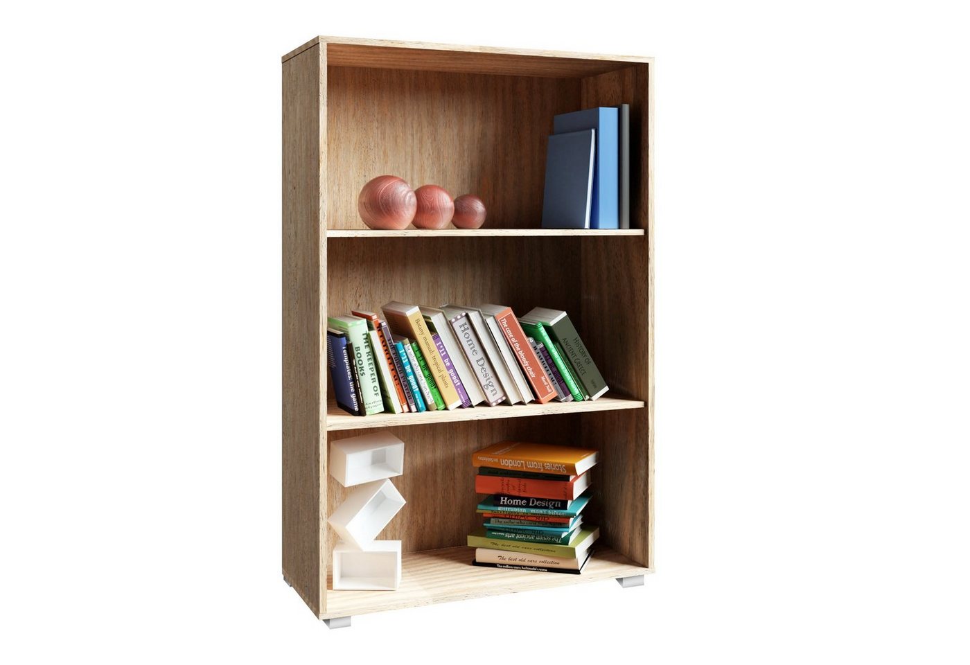 Casaria Bücherregal Vela, mit 3 Fächer 115x60x28cm höhenverstellbare Böden Holz Bücher von Casaria