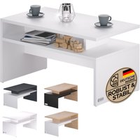 Couchtisch mit Ablage Stauraum 92x51x48cm Kratzfest Holz 50kg Belastbarkeit Modern Groß Wohnzimmer Büro Sofa Couch Tisch Beistelltisch weiß - Casaria von Casaria